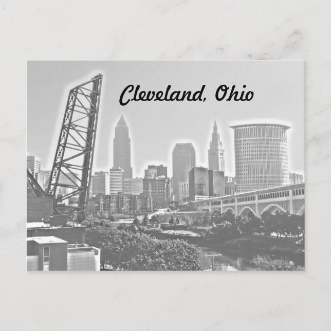 Cleveland, tarjeta postal Ohio Riverview BW (Anverso)