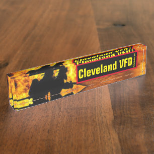 Cleveland VFD Flames placa de nombre del escritori