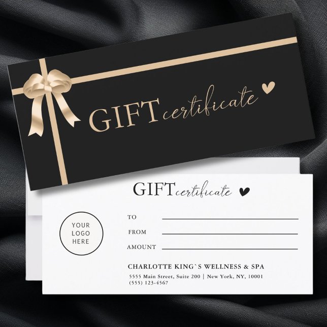 Cliente específico, logotipo, certificado de regal (Customer specific, Logo, Ribbon, Business Gift Certificate. Black and Gold )