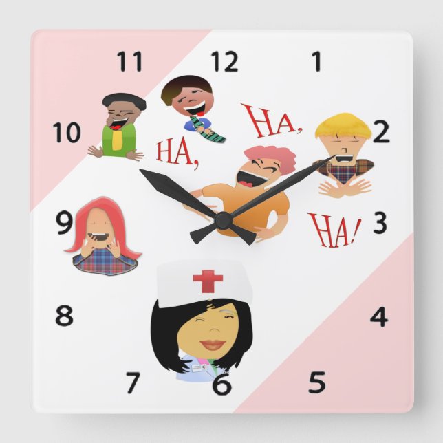 Clínica de risa Humor de enfermera Reloj de pared (Anverso)