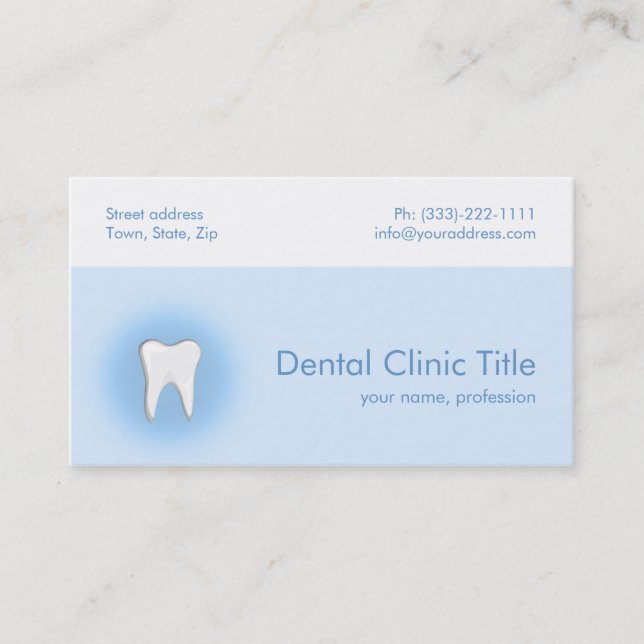 Clínica dental Tarjeta dental blanca simple azul (Anverso)