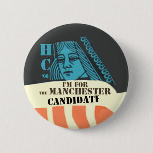 Clinton el botón del candidato de Manchester