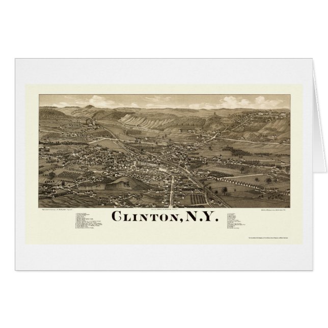 Clinton, mapa panorámico de NY - 1885 (Anverso (Horizontal))
