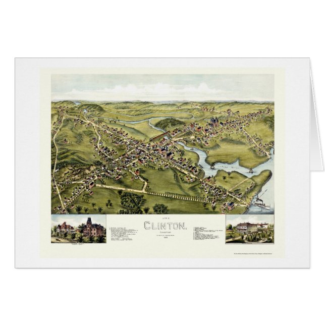 Clinton, mapa panorámico del CT - 1881 (Anverso (Horizontal))