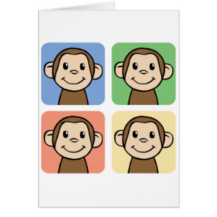 Clip art del dibujo animado con 4 monos felices