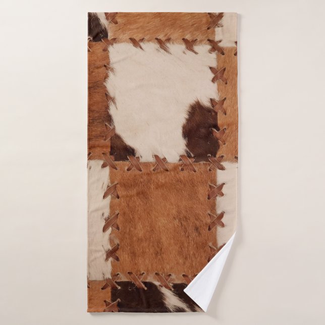 Close up leather patchwork textured background. (Toalla de baño)