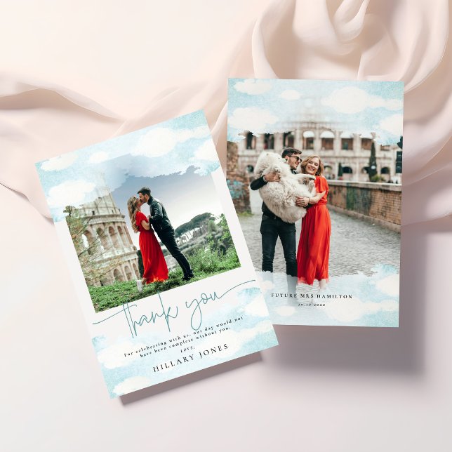 Cloud 9 Blue and White Bridal Showe Tarjeta de agr (Subido por el creador)