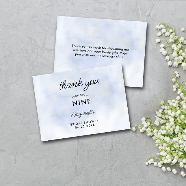 Cloud 9 Pastel Blue Bridal Shower Gracias Nota (Subido por el creador)