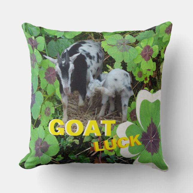 Clover GOAT Luck Cust. Cojín decorativo de texto (Anverso)