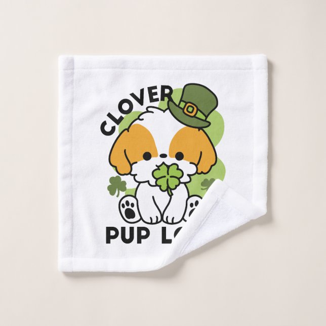 Clover Pup Love - Diseño de perros del Día de San  (Toallita)