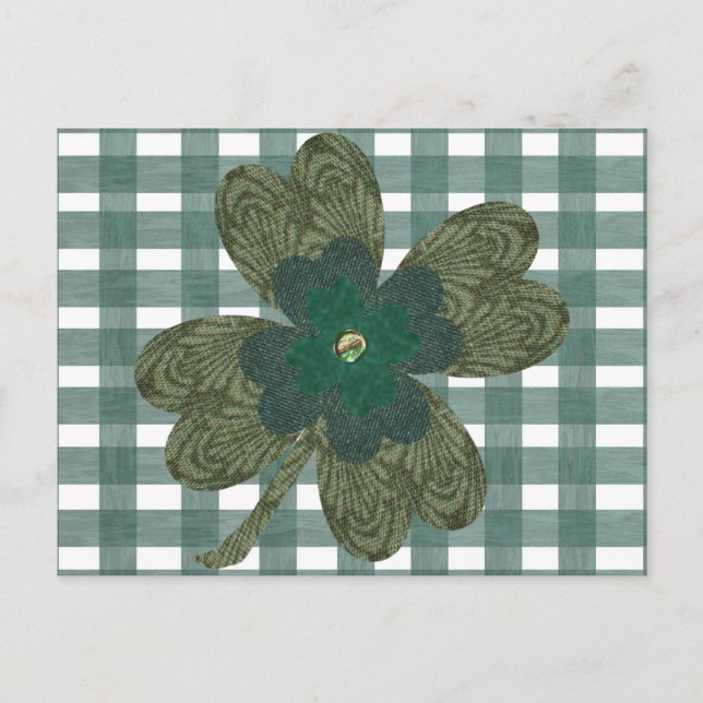 Clover sobre la tarjeta postal de Gingham (Anverso)
