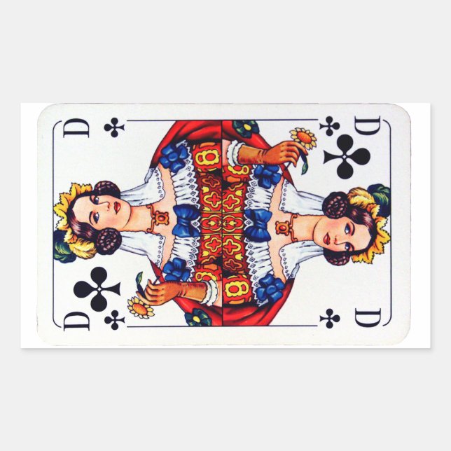Clovers Queen Jugando Tarjetas Pegatinas (Anverso)