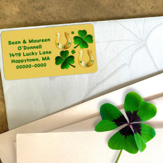 Clovers y Lucky Horseshoes amplias etiquetas de di