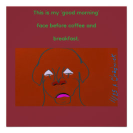 Clown-Faced Dog Cartoon Sketch Glossy Poster