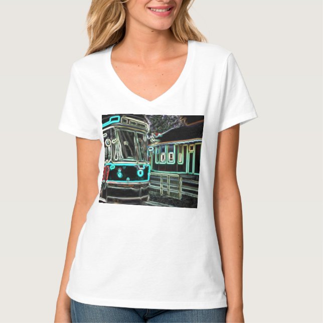 CLRV Neon en la camiseta de stn Womens V-Neck (Anverso)