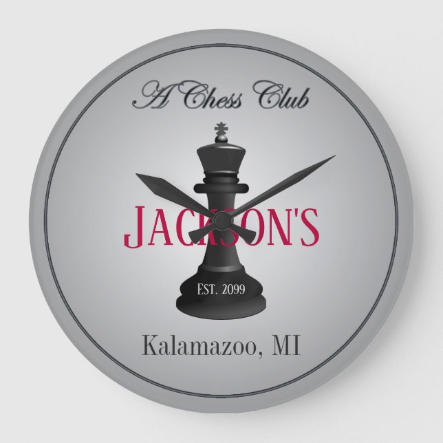 Club de Ajedrez Clásico con reloj de pared de dibu (Anverso)