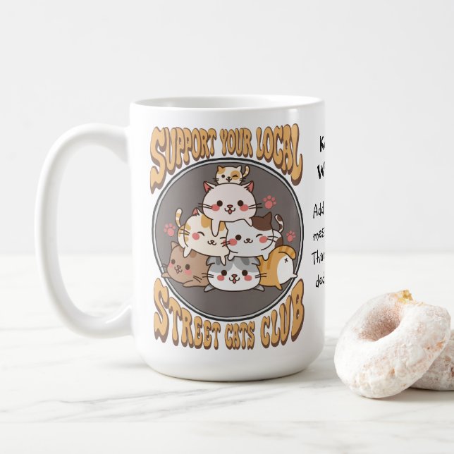 Club de gatos callejeros personalizado taza de caf (Con donut)