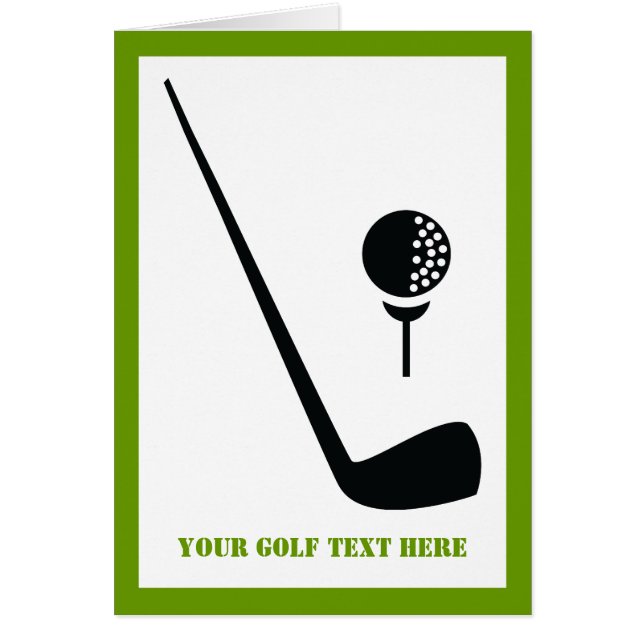 Club de golf y tarjeta vertical de saludo de bola (Frente)
