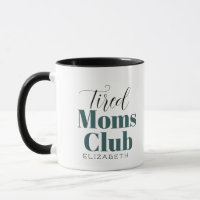 Club de mamás cansadas Calligraphy monograma taza