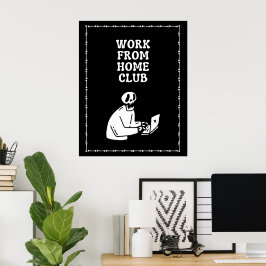 Club de Trabajo desde Casa Esqueleto Negro Póster 