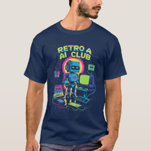 Club Retro AI - Camiseta Robot Pixel Art T-Shirt d