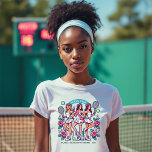 Club Social de moda Tenis Bachelorette Fin de sema<br><div class="desc">Sirva estilo en tu fin de semana de soltera con esta camiseta con tema de tenis "Club Social" de la moda. Con vibrantes ilustraciones de elegancia deportiva con raquetas de tenis, flores y damas de moda, esta camiseta personalizado es perfecta para añadir una sensación divertida y cohesiva a tu celebración....</div>