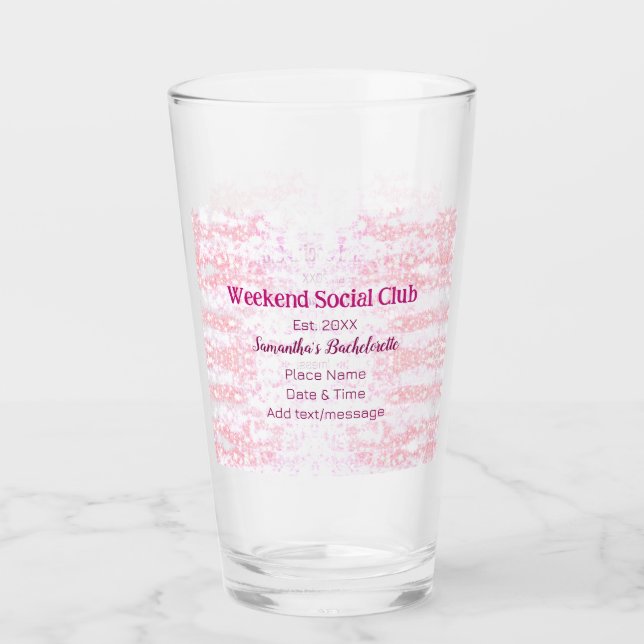 club social del fin de semana rosa brillo despedid (Anverso)