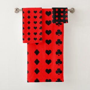 Clubes, espadas, corazones, diamantes - rojo y neg