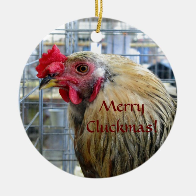 "Cluckmas" de Feliz Show de Ornamento de Pollo (Frente)