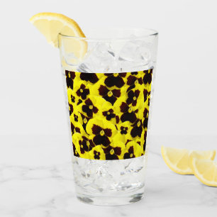 Clúster De Pansy Amarillo Y Marrón, Vidrio Bebido