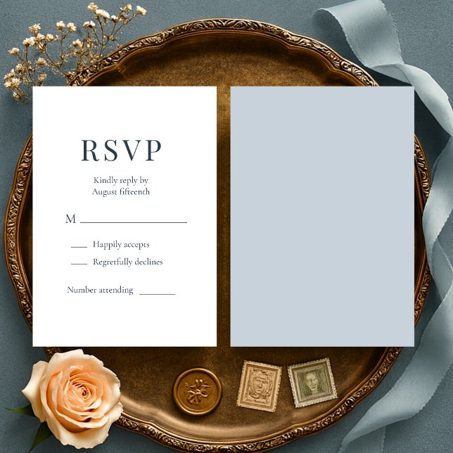 Coastal Blue Minimalist Wedding RSVP  (Subido por el creador)