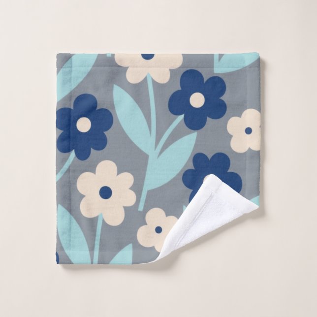 Coastal Calm Florals | Indigo & Turquoise pattern (Toallita)