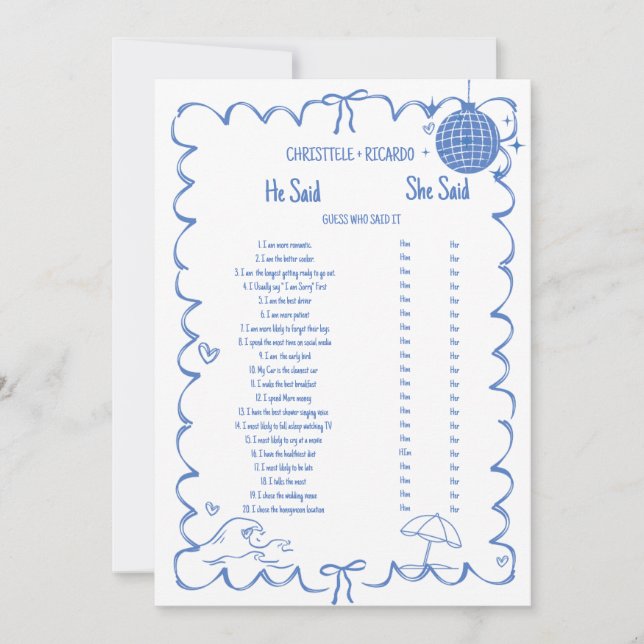 Coastal Dijo que ella dijo que la tarjeta de juego (Anverso)