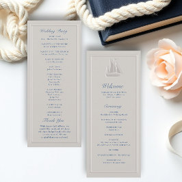 Coastal Sailboat Nautical Formal Wedding Program