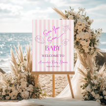 Coastal Stripes Girl Sea You Baby Shower Welcome