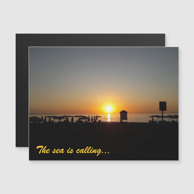 Coastal Summer Sunset Silhouette Magnetic Card (Anverso/Reverso)