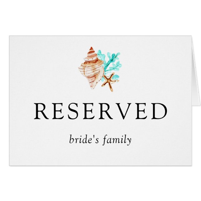 Coastal Wedding Seashells Reserved Bride's Family (Anverso (Horizontal))