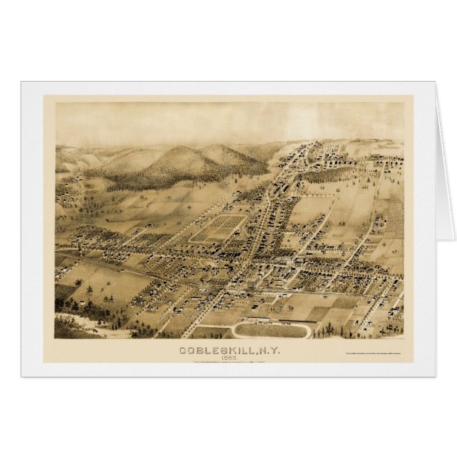 Cobbleskill, mapa panorámico de NY - 1883 (Anverso (Horizontal))