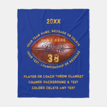 Cobijas de fútbol personalizadas de azul y oro