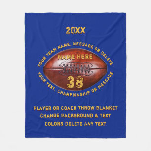 Cobijas de fútbol personalizadas de azul y oro