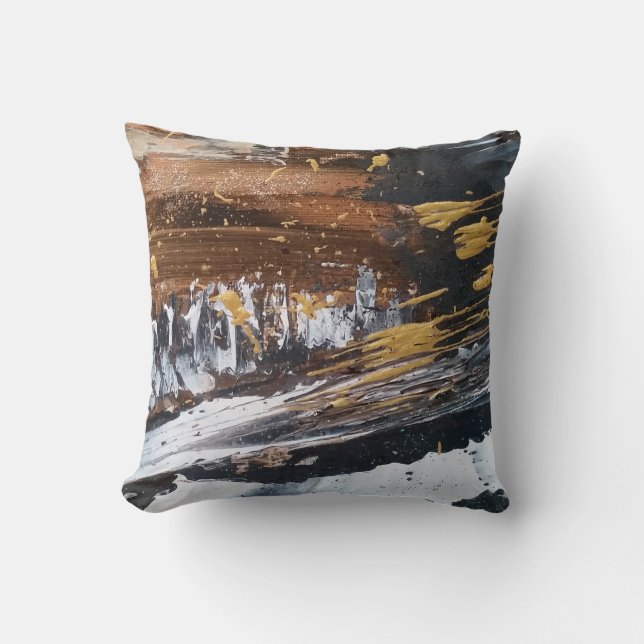 Cobre, oro, gris, almohada larga blanca del arte (Anverso)