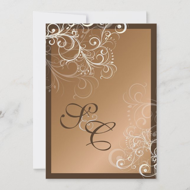 Cobre + remolinos de perla  Invitaciones de Boda (Anverso)