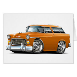 Coche 1955 del naranja del nómada de Chevy