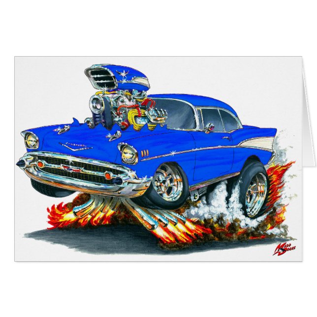 Coche 1957 del azul de Chevy Belair (Anverso (Horizontal))