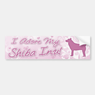Coche Adoro a mi pegatina para el parachoques de Shiba