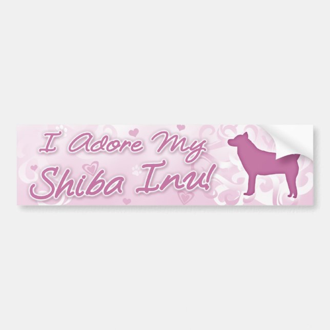 Coche Adoro a mi pegatina para el parachoques de Shiba (Frente)
