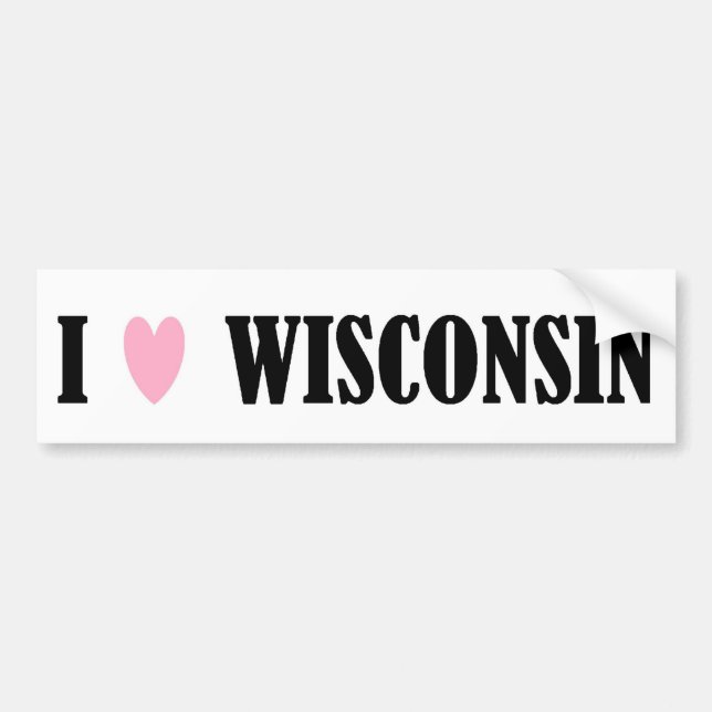 COCHE AMO A LA PEGATINA PARA EL PARACHOQUES DE WISCONSIN (Frente)