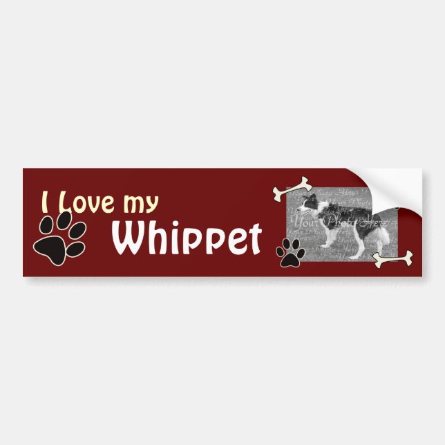 Coche Amo a mi pegatina para el parachoques de Whippet (Frente)