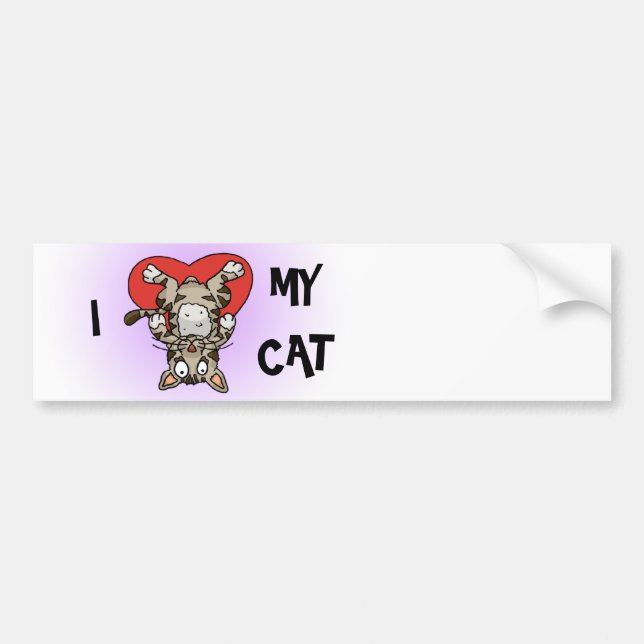 Coche Amo a mi pegatina para el parachoques del gato (Frente)