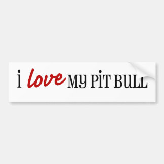 Coche Amo a mi pegatina para el parachoques del pitbull